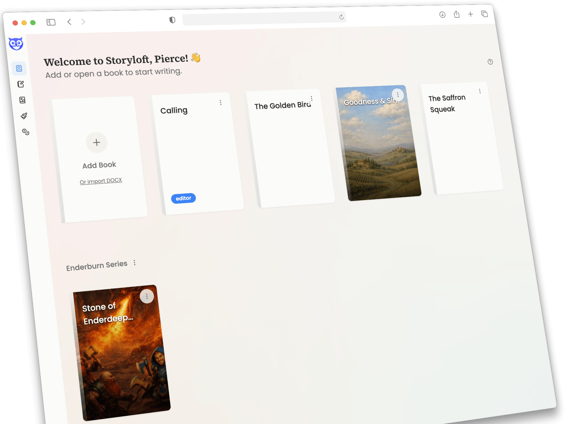 Storyloft authors have one place to see their manuscripts, writing analytics and access creative tools.
