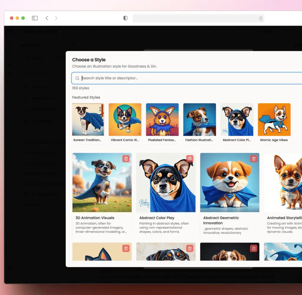 Storyloft lets authors pick or create a style for their book's illustrations.