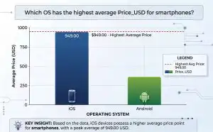 Bar chart showing phone cost across the industry for research book