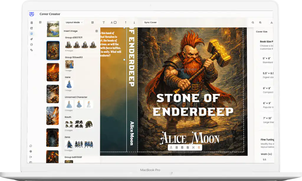 Create book covers in Storyloft