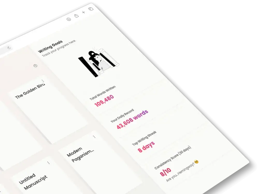 Novelist can set writing goals in Storyloft's book writing software