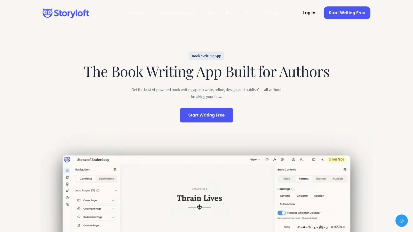 Screenshot from https://storyloft.app