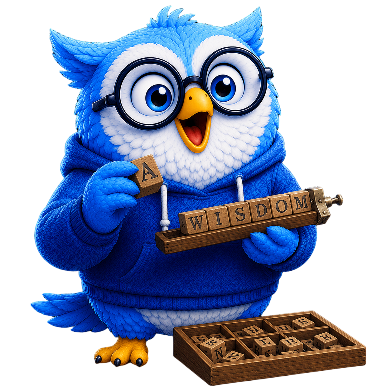 Eddy the Owl demonstrating traditional typesetting beside Storyloft automatic book formatting features