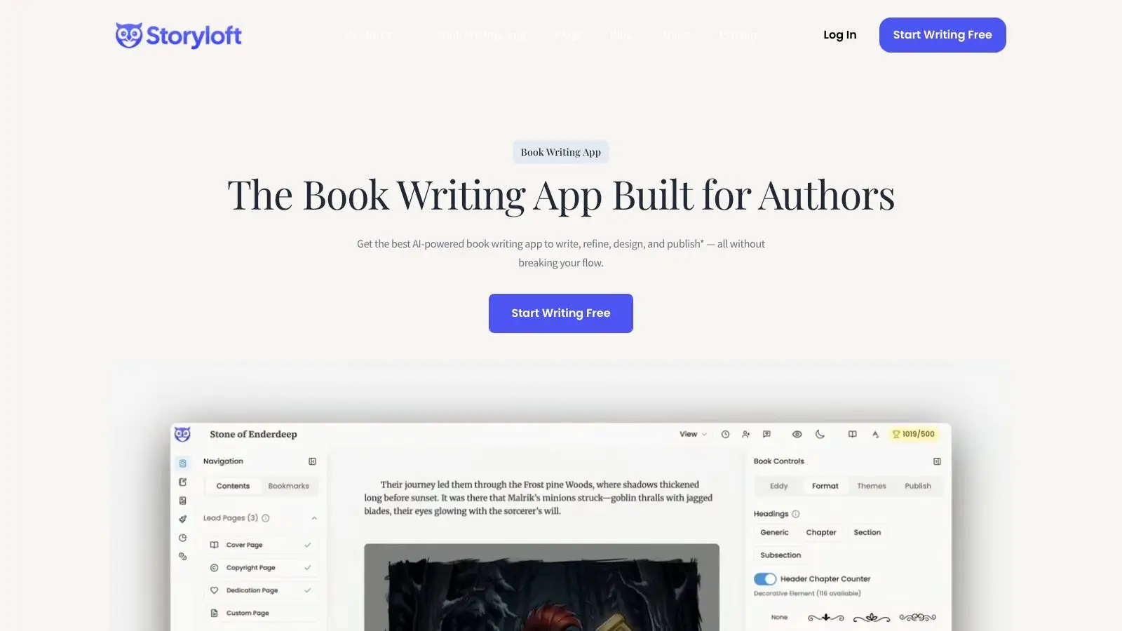 Screenshot from https://storyloft.app