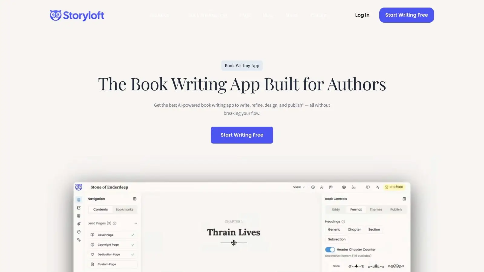 Screenshot from https://storyloft.app