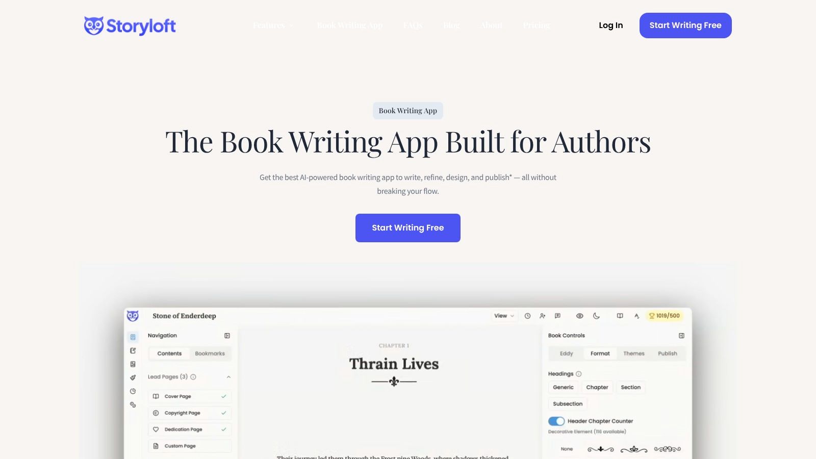 Screenshot from https://storyloft.app