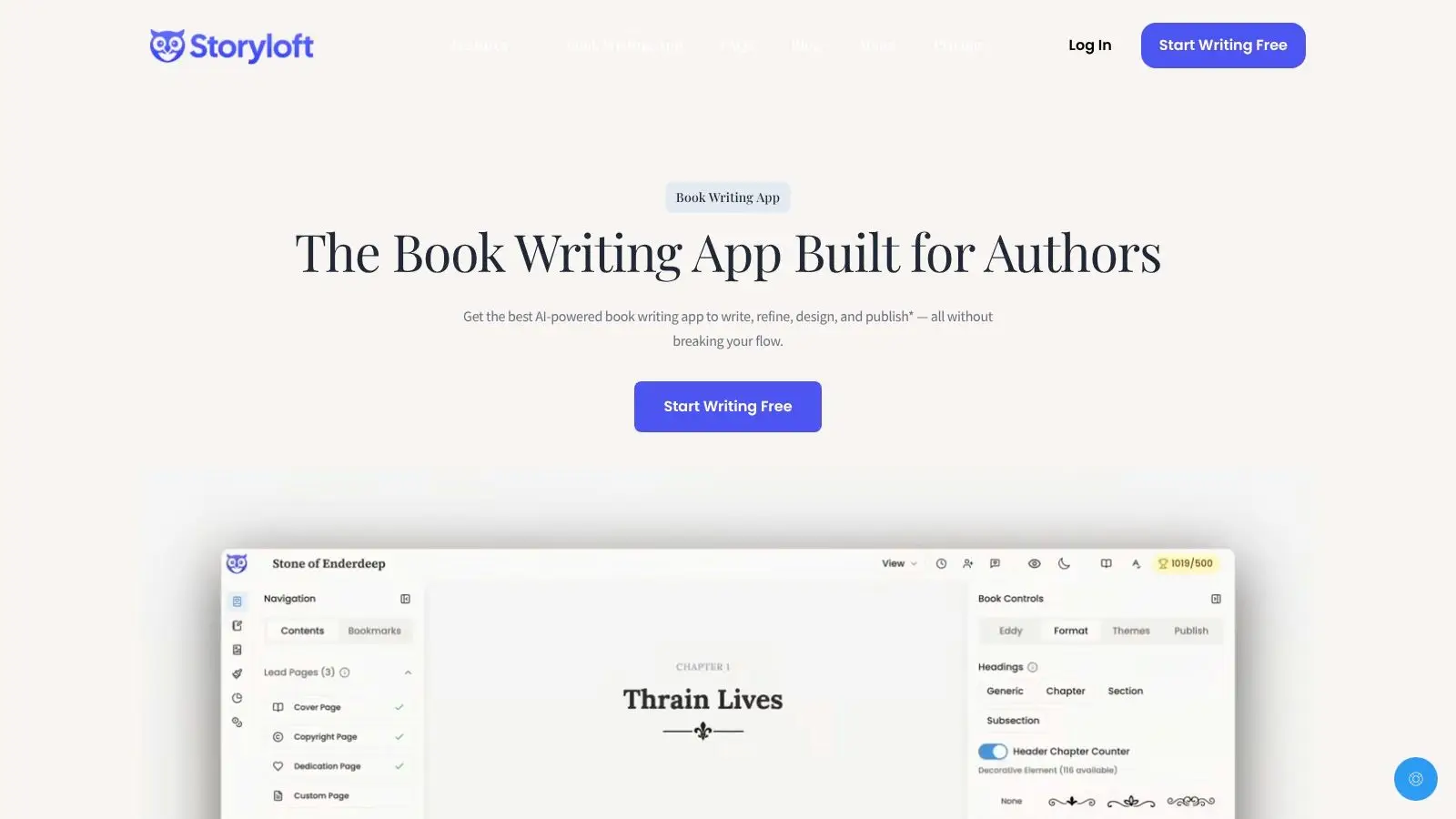 Screenshot from https://storyloft.app