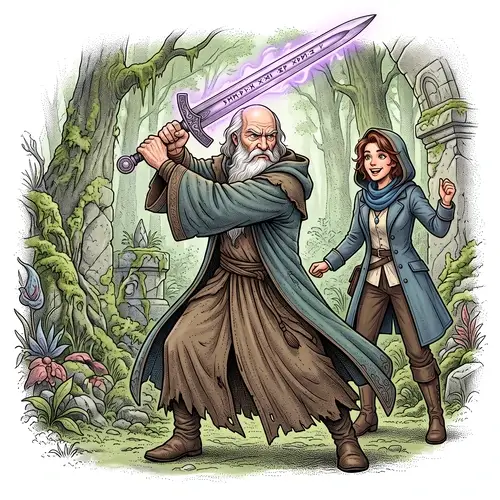 Finished AI book illustration scene combining reusable Storyloft characters and story assets