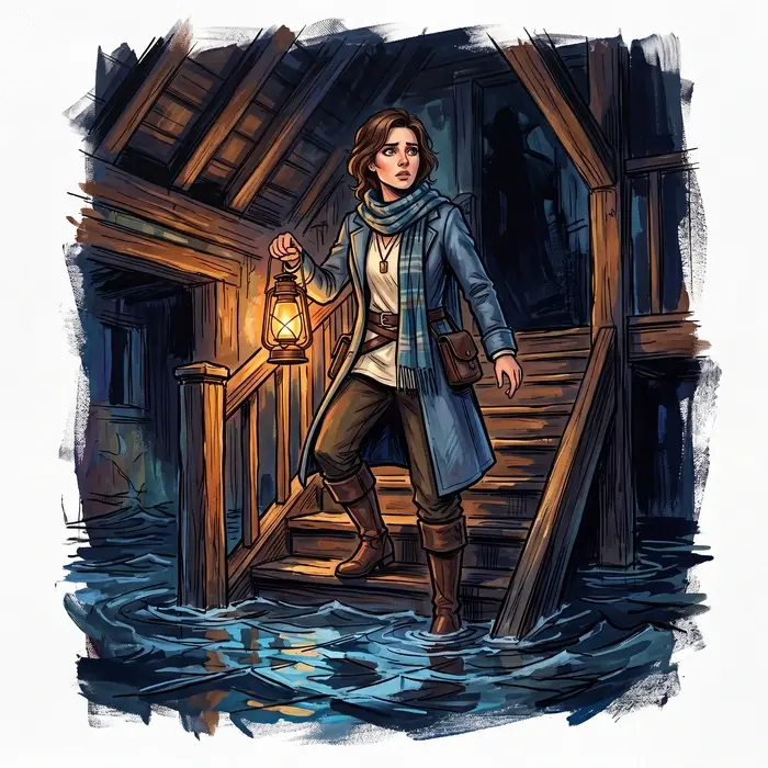 Mara illustrated in the Chapter 12 flooded stairwell scene